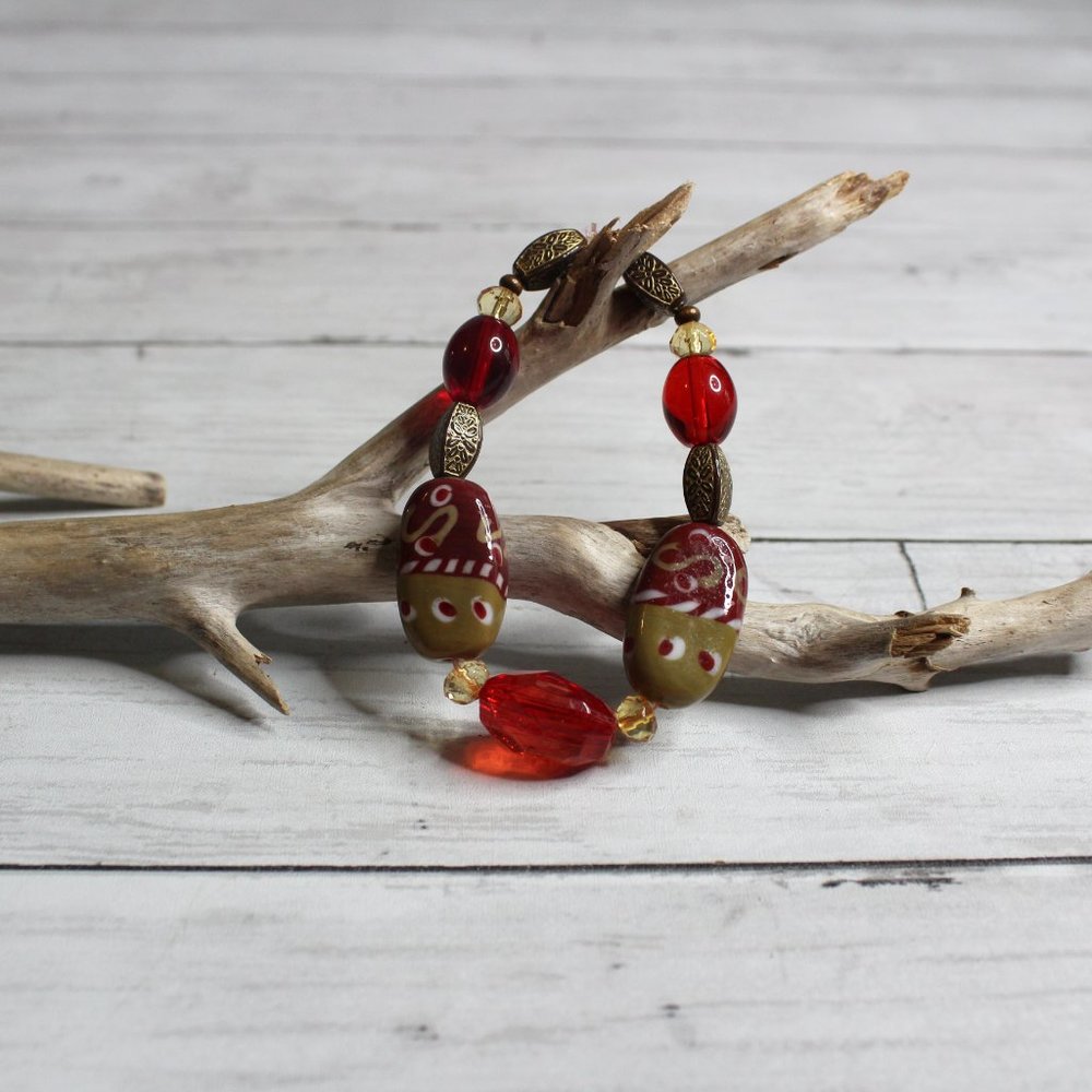 Handcrafted Women's Beaded Elastic Stretch Bracelet Artisan Jewelry Glass - Picture 2 of 4